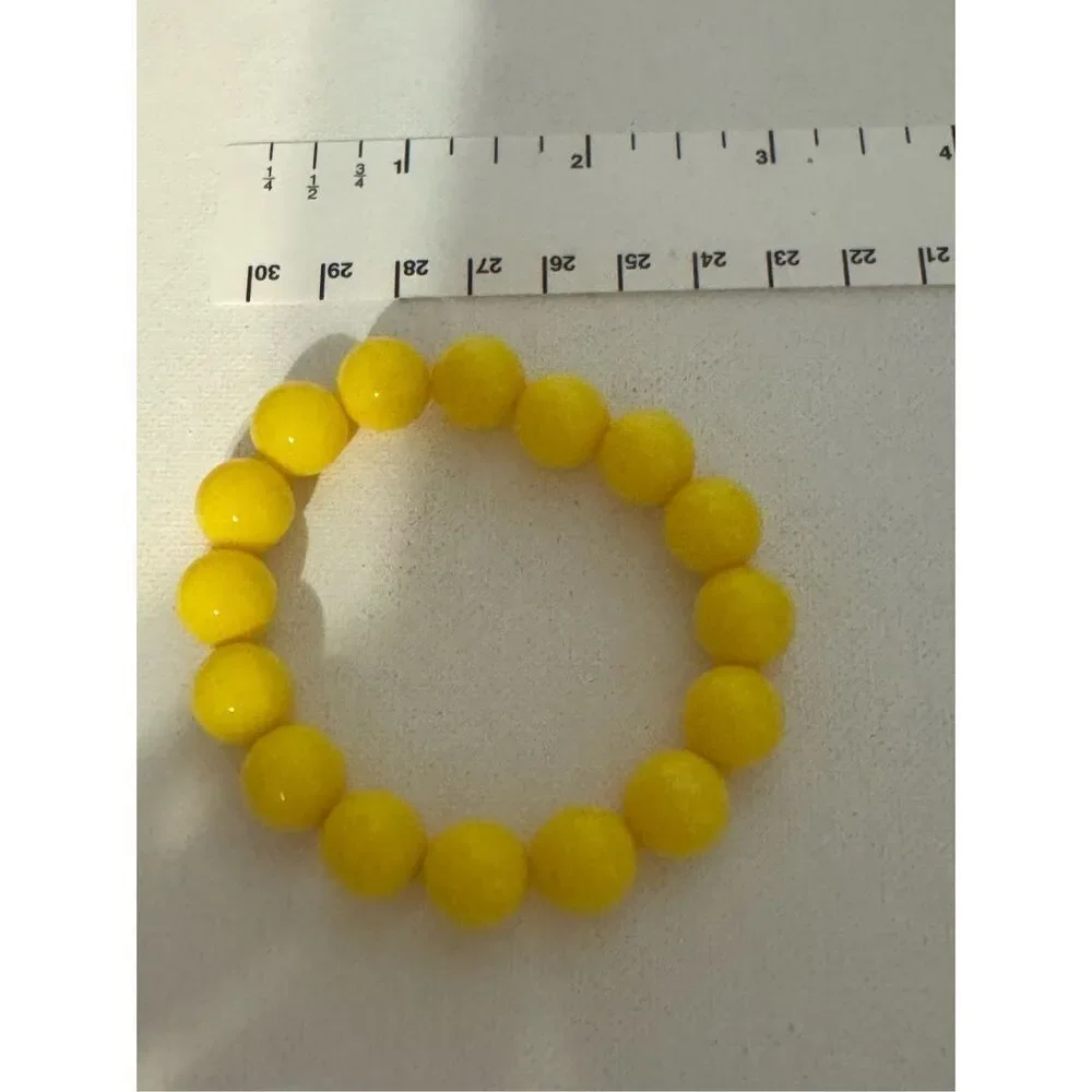 90s Vintage Womens Chunky Yellow Beaded Slip On Stretch Bracelet Y2K Rockabilly